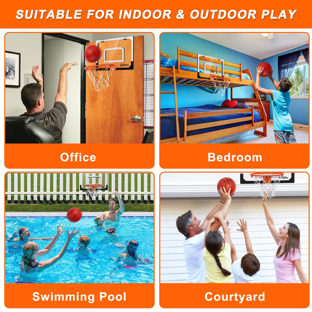 Indoor Basketball Hoop For Kids Adults, Mini Basketball Hoop For Door & Wall With 4 Balls Room Basketball Hoop Over The Door Min