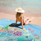 Beach Blanket Waterproof Sandproof Large Beach Mat 79 X 83 For 2-4 Adults Sand Free Mat Quick Drying,Lightweight & Durable With