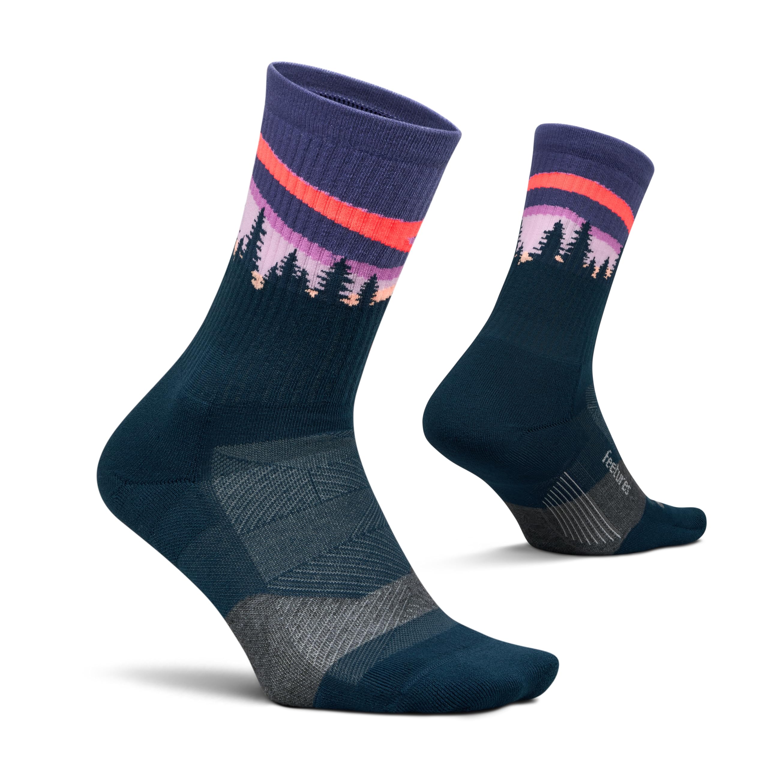 Feetures Trail Max Cushion Mini Crew Sock - Hiking Socks for Men & Women - Purple Aurora, Medium (1 Pair)