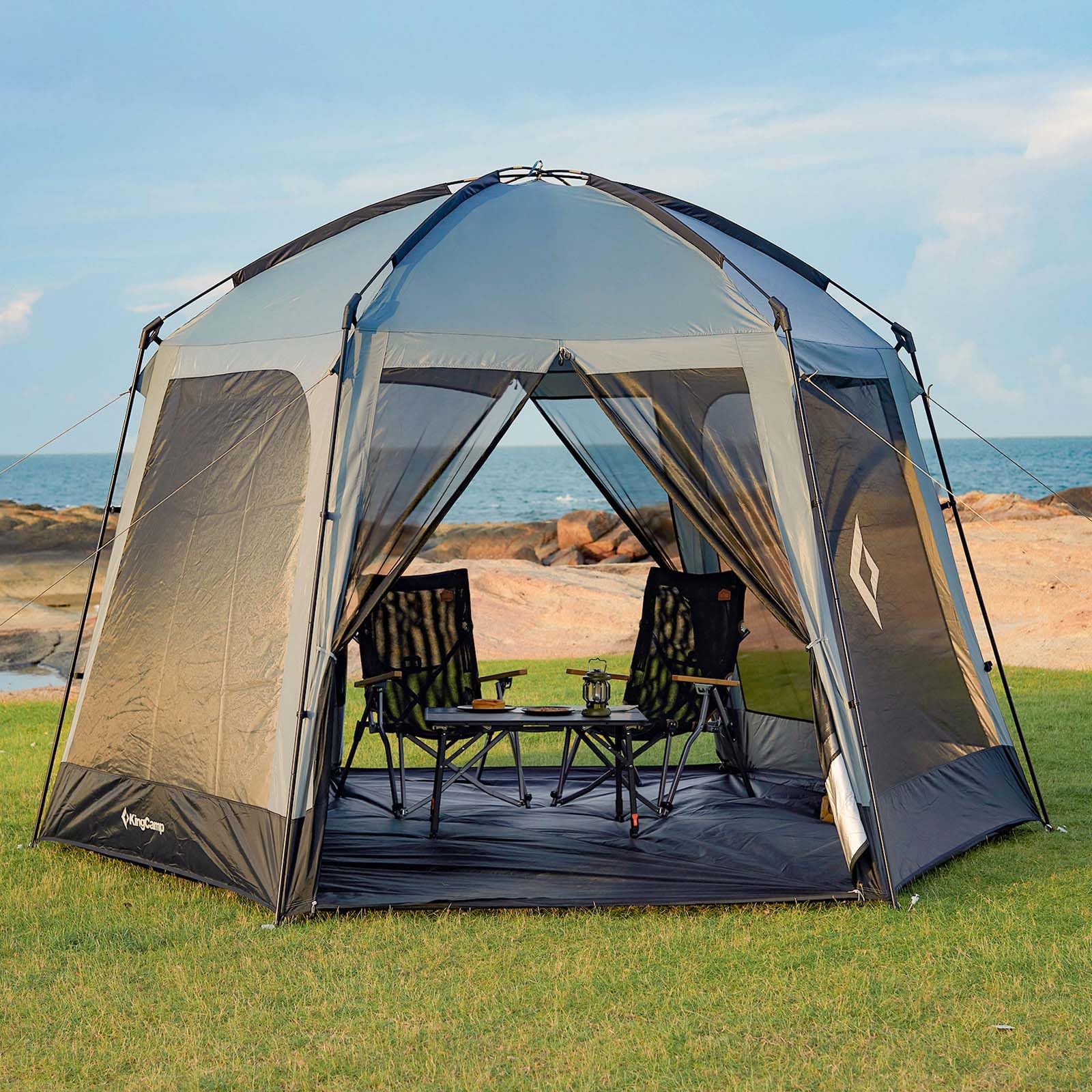 Kingcamp Screen Tent, Camping Tent For 6-8 Person 12' X 12' Portable Screen House Room With Detachable Sunshade For Camping, Gar