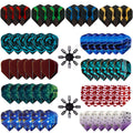 Shot Taker Co. Est. 2017 Standard Dart Flights 60Pc (12 Designs) + 16Pc Flight Savers - Durable Replacement Feather Tail Wings -