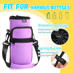 Nuovoware Water Bottle Carrier Bag, Bottle Pouch Holder, Adjustable Shoulder Hand Strap 2 Pocket Sling Neoprene Sleeve Sports Wa