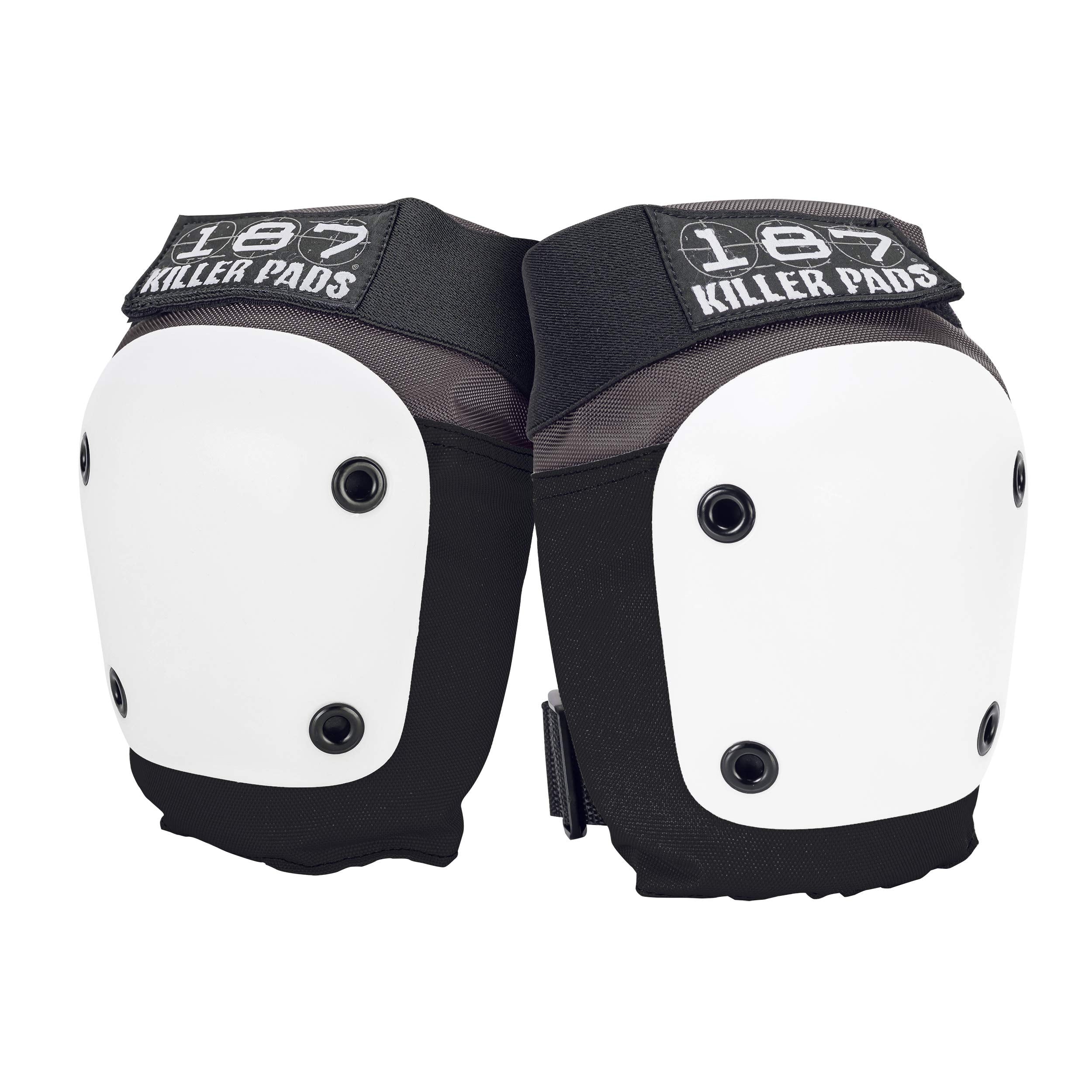 187 Killer Pads Fly Knee Pads - Grey w/White Caps - Large (Grey/White, Large)