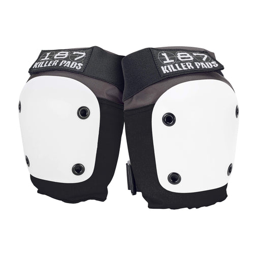 187 Killer Pads Fly Knee Pads - Grey w/White Caps - Large (Grey/White, Large)
