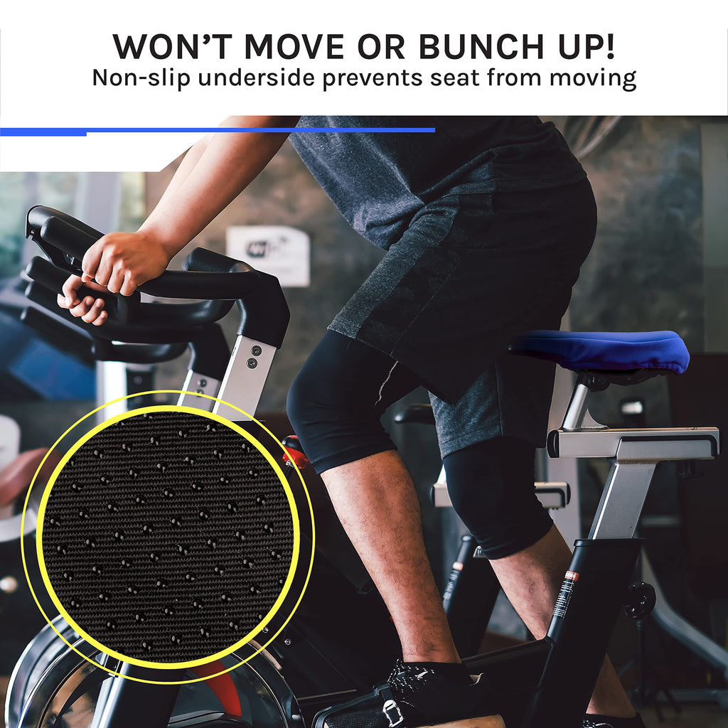Domain Cycling Gel Bike Seat Cushion- Secure Peloton Fit For Smooth Stable Rides- Non-Slip Bicycle, Padded Bike Seat Cover For E
