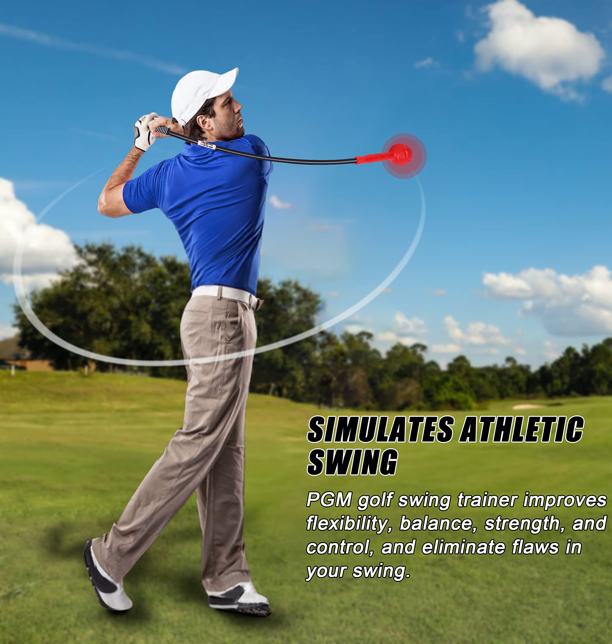 Pgm Golf Swing Trainer Aid -2.0 Golf Swing Training Aid Golf Practice Warm-Up Stick For Strength Flexibility And Tempo Training