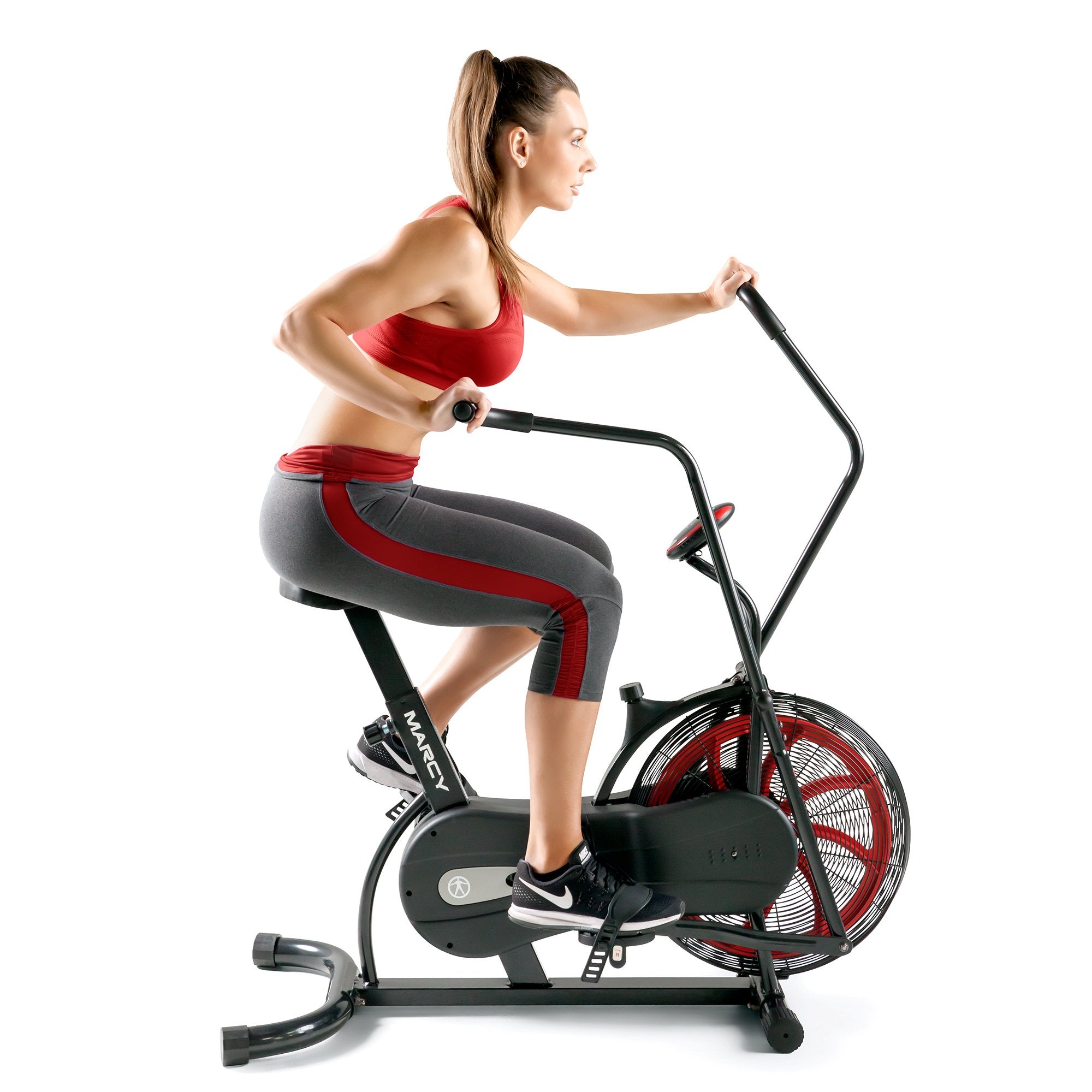 Marcy Fan Exercise Bike with Air Resistance System - Red and Black - NS-1000