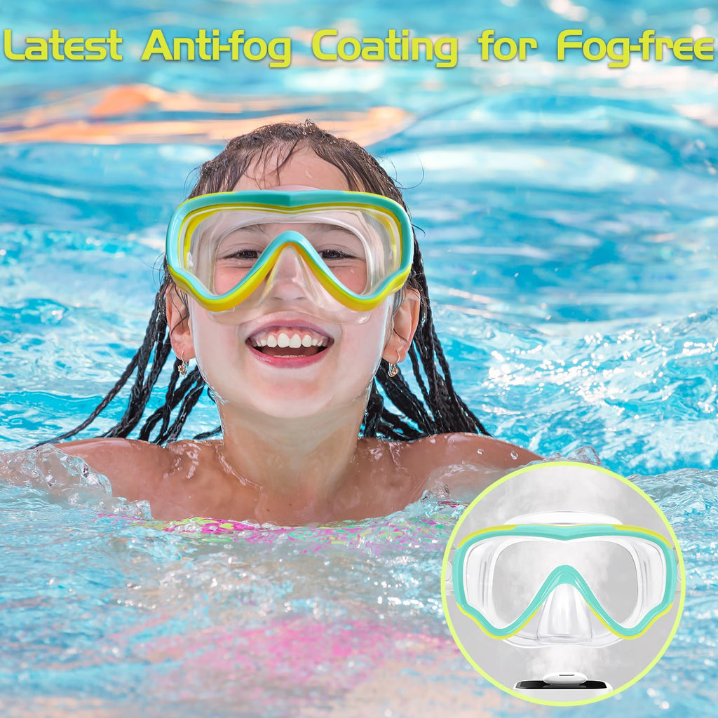 Seago Kids Swim Goggles for Kids 6-14 8-12 8-14 4-7 3-5, Swimming Goggles for Girls Boys Toddlers Youth Anti-Fog 180 Clear Wide