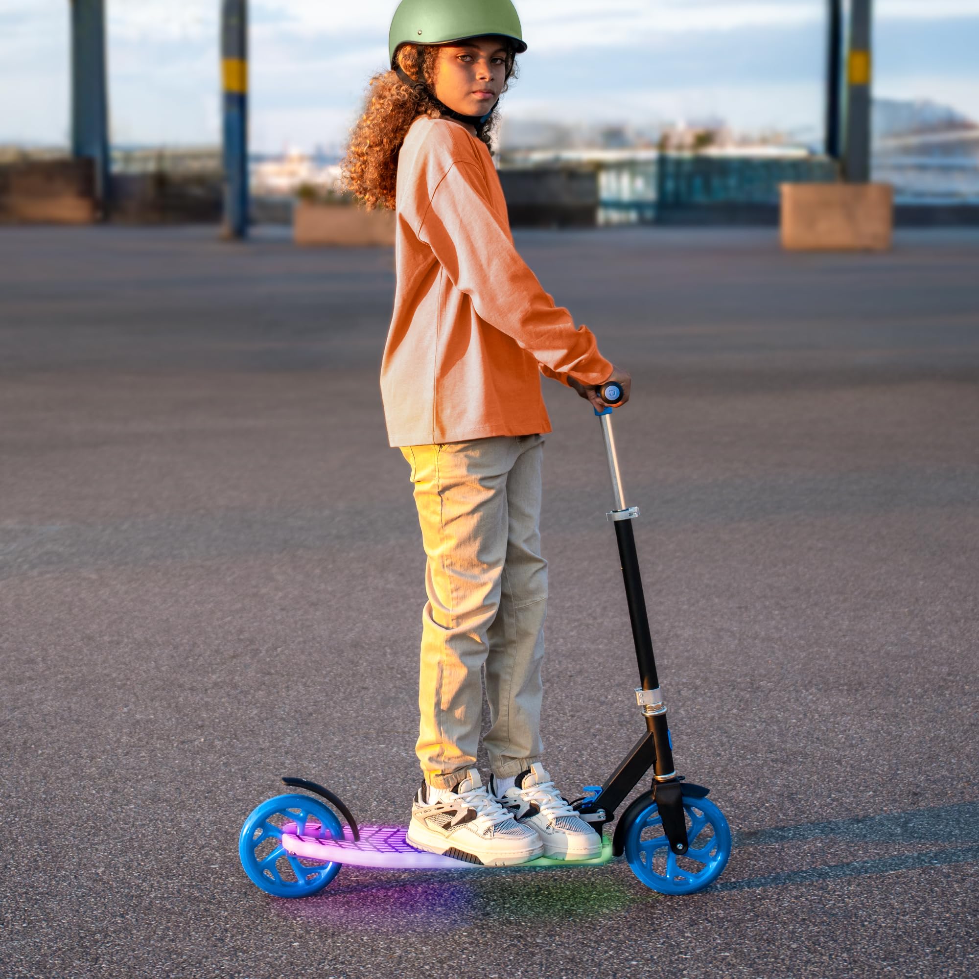 Jetson Kids 2-Wheel Light-Up Kick Scooter, LED Lights on Handlebar, Stem, Wheels & Deck, Adjustable Handlebar, Rear Brake, Easy-