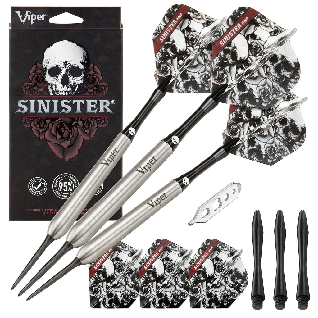 Viper By Gld Products Sinister 95% Tungsten Steel Tip Darts, 25 Grams,Silver,23-3811-25