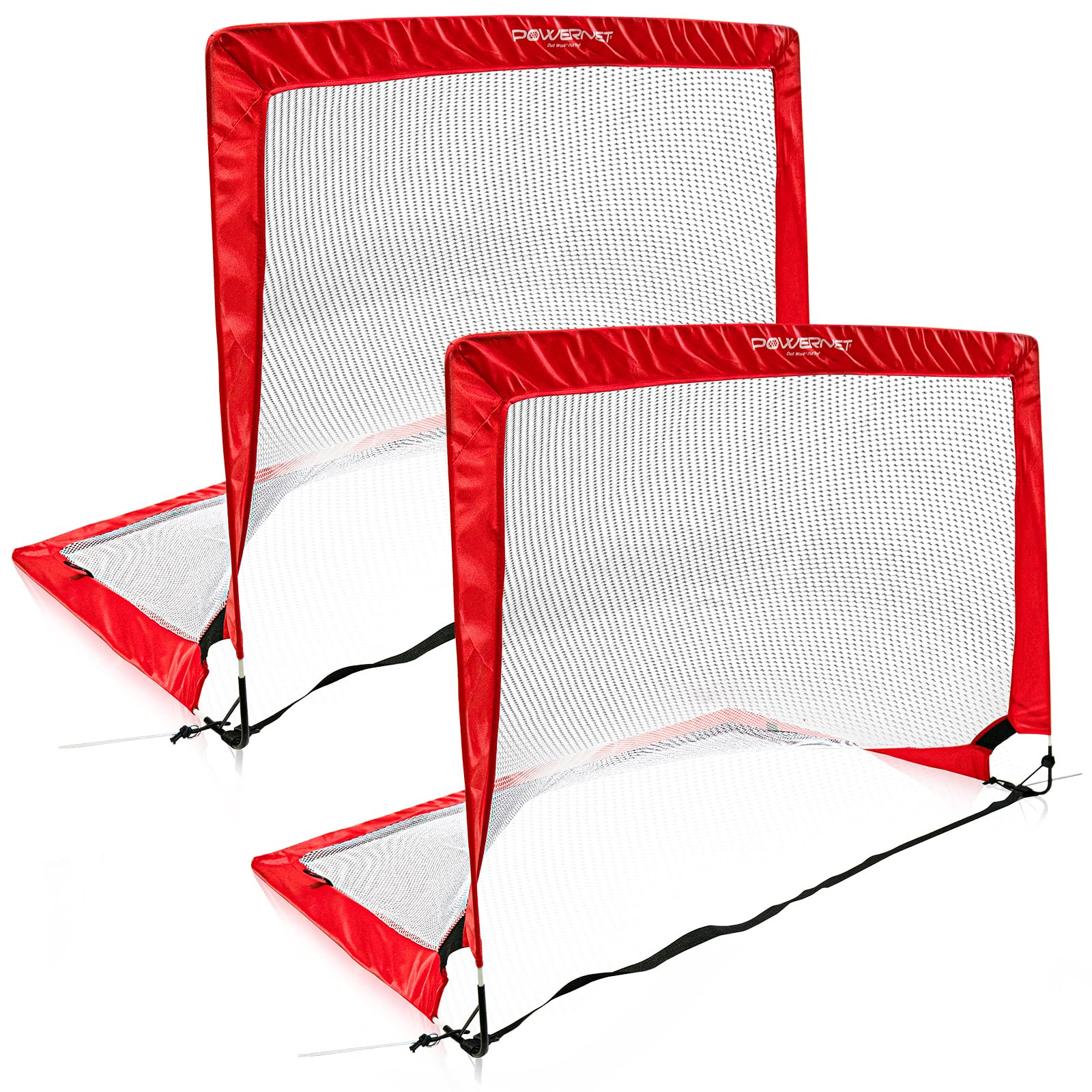 Powernet Popup Soccer Goals Portable Net | 2 Goals With Carrying Bag | Durable Lightweight Frame | Quick Setup Easy Folding Stor