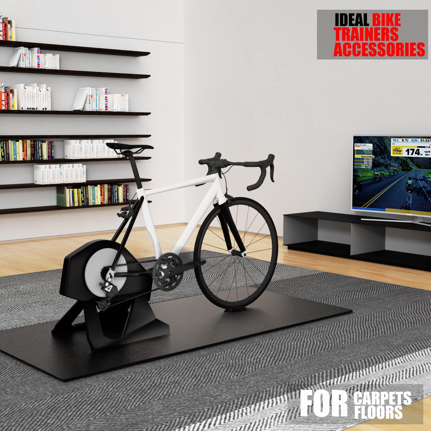 Cycleclub Bike Mat - Upgrade To 6Mm Thickness - 36'' X 72'' Exercise Bike Trainer Mat Stationary Indoor Spin Bike, Gym Equipment