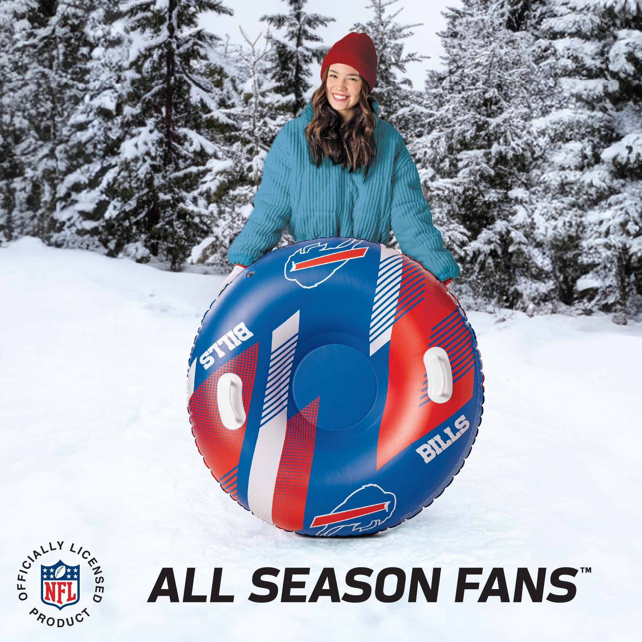 Bigmouth Buffalo Bills Nfl Fan Gear Outdoor Toys, Officially Licensed - Inflatble Snow Tube With Handles