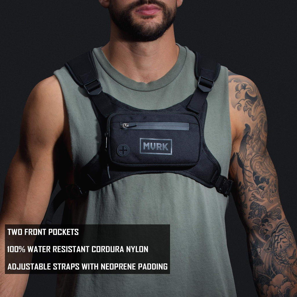 Mvrk Water Resistant Chest Pack - Minimalist Running Pack For Workouts, Running Phone Holder With Extra Storage, Lightweight Run