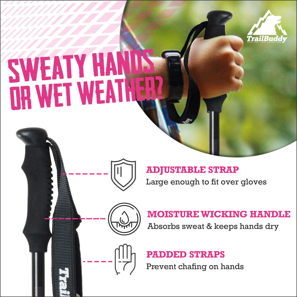 Trailbuddy Collapsible Hiking Poles - Pack Of 2 Trekking Poles For Hiking, Camping & Backpacking - Lightweight, Adjustable Alumi