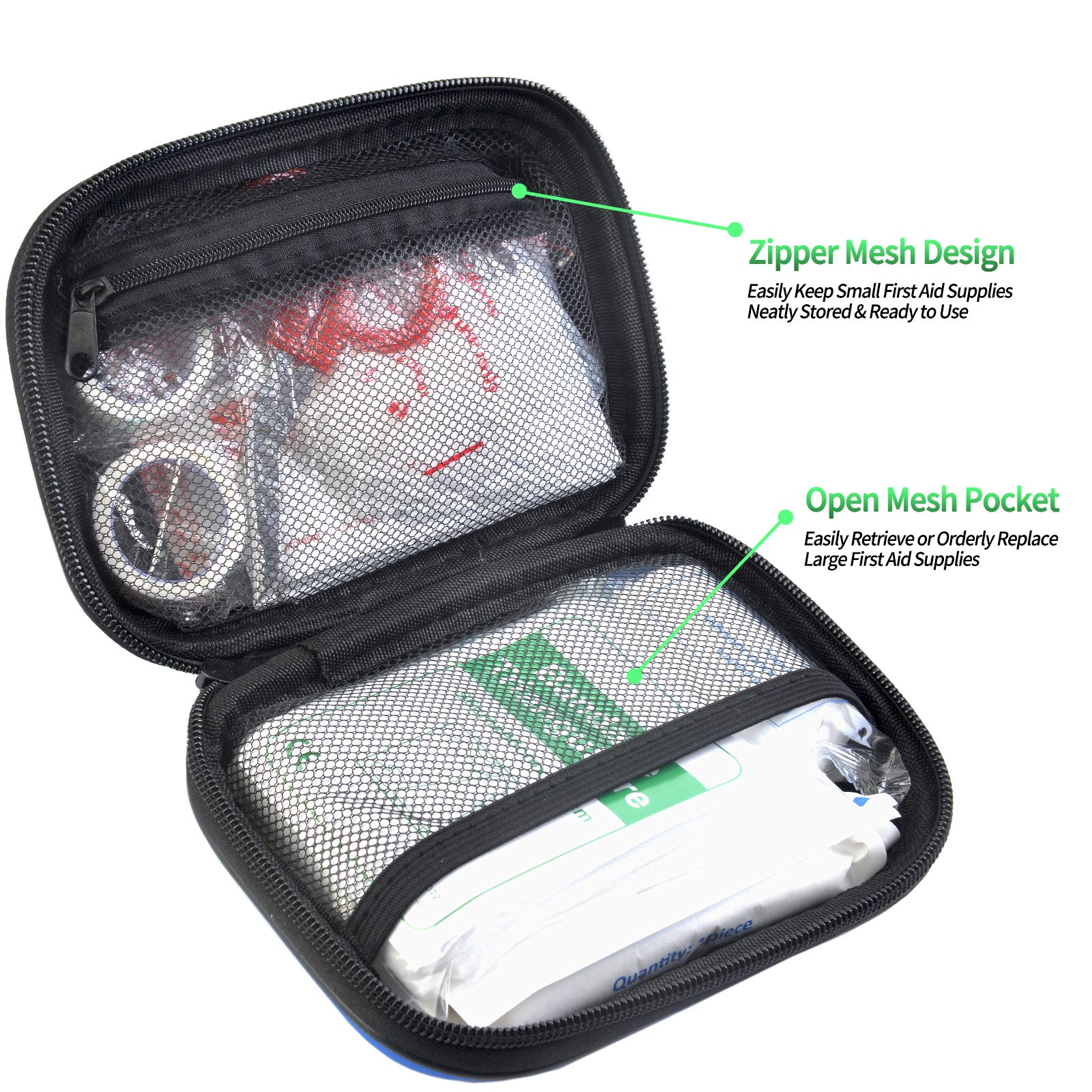 I Go 85 Pieces Hard Shell Mini Compact First Aid Kit, Small Personal Emergency Survival Kit For Travel Hiking Camping Backpackin