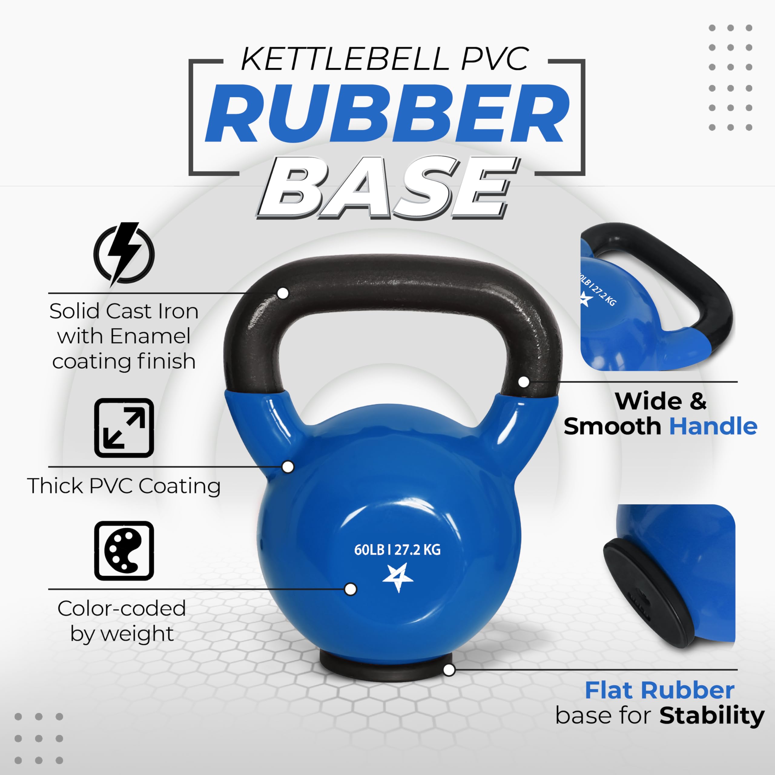 Kettlebell - Pvc - Rubber Base - 60Lbs