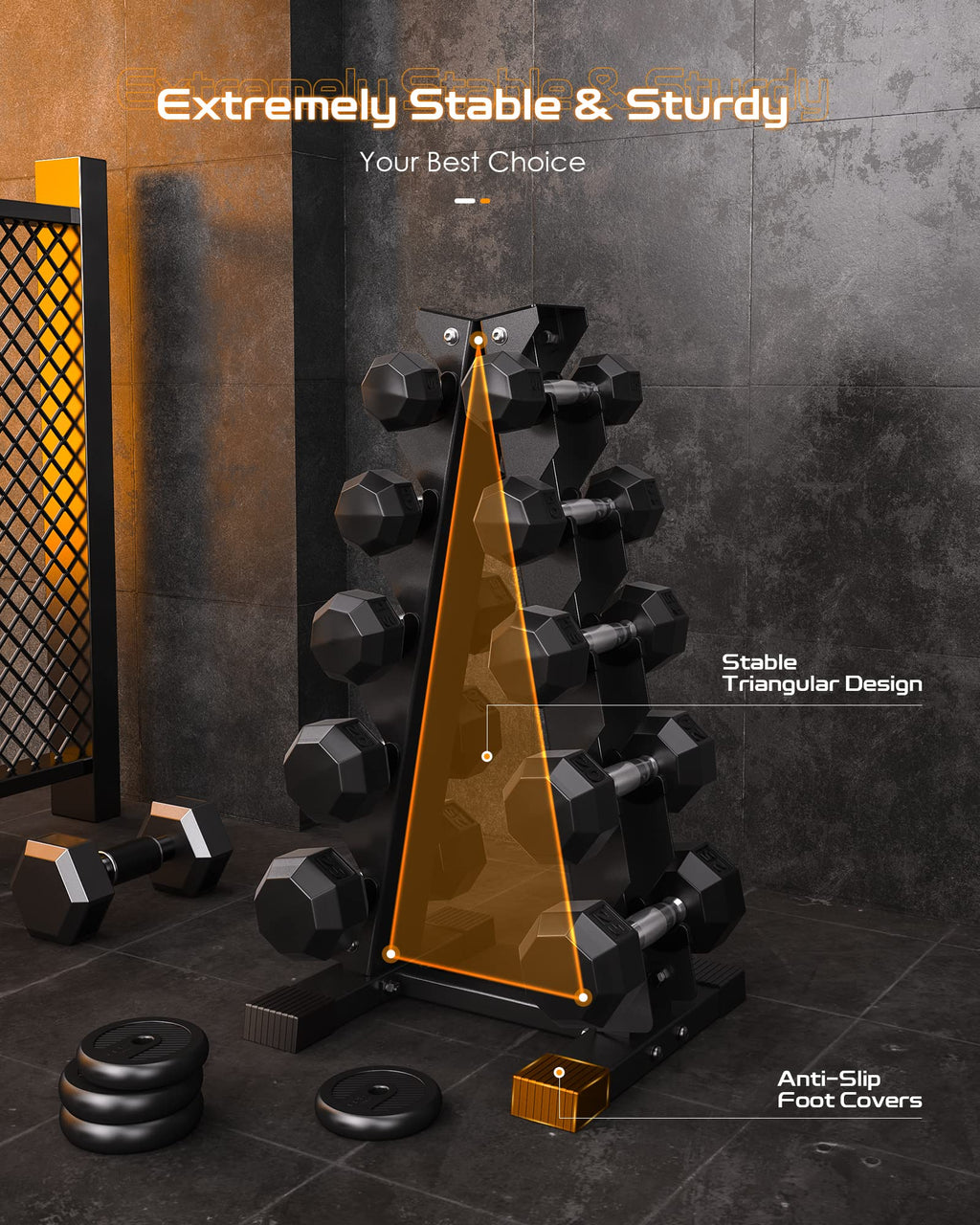 Akyen A-Frame Dumbbell Rack Stand Only, Weight Rack For Dumbbells Compact Home Gym Space Saver (480Lbs Weight Capacity, 2022 New