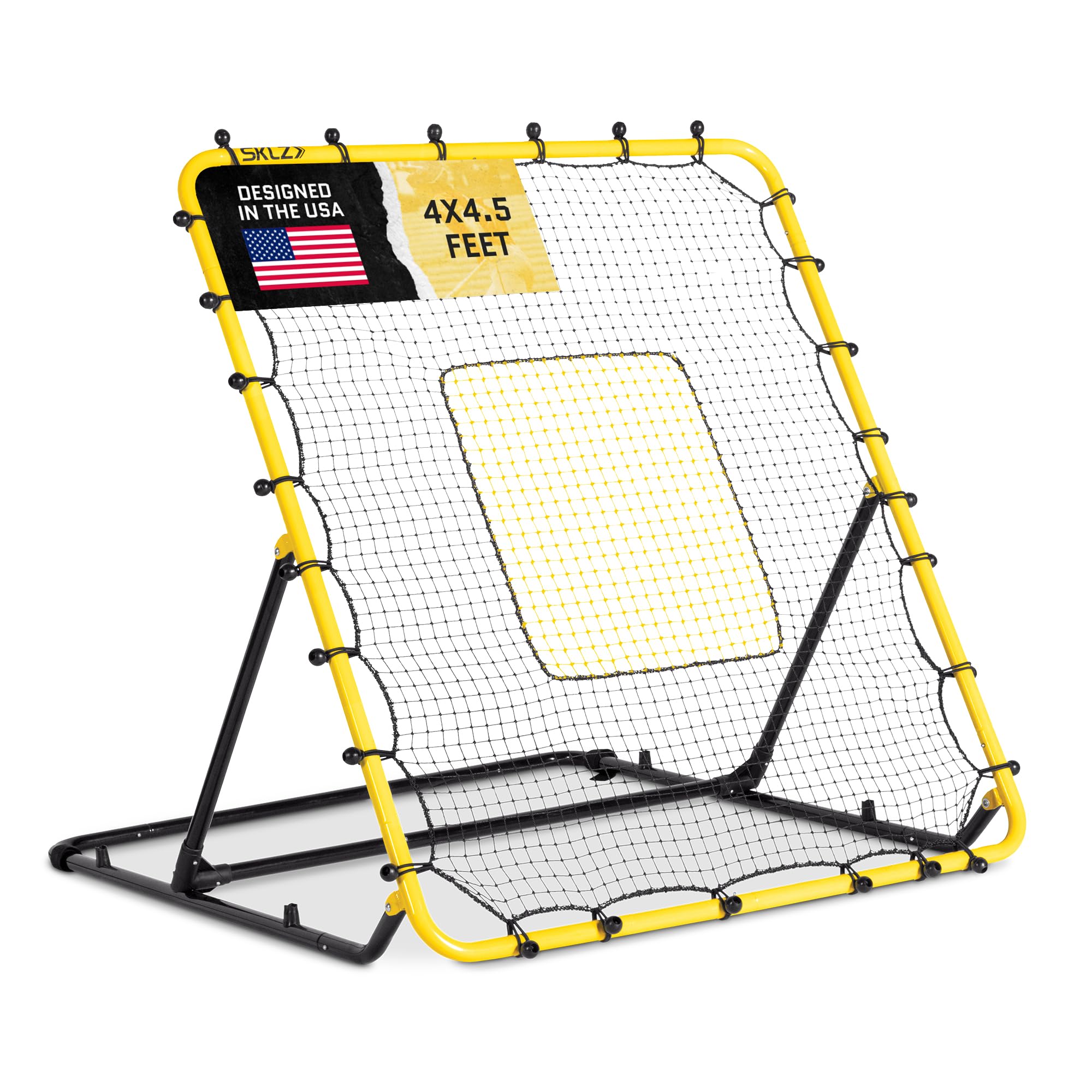 SKLZ Fielding Trainer - Baseball & Softball Pitch-Back Rebound Net - Ground, Line Drive & Fly Ball Return Settings - 4 x 4.5-Foo