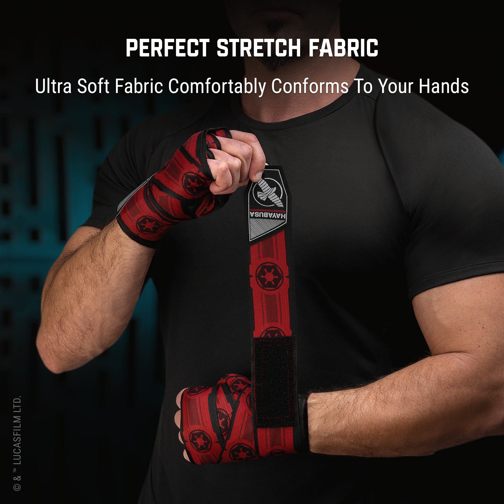 Hayabusa Star Wars(Tm) Galaxy Boxing Hand Wraps Officially Licensed Reusable Hook And Loop Closure For Men And Women - Sith, 180