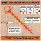 Orange Screw: The Ultimate Tent Stake  Large Single  Made In Usa