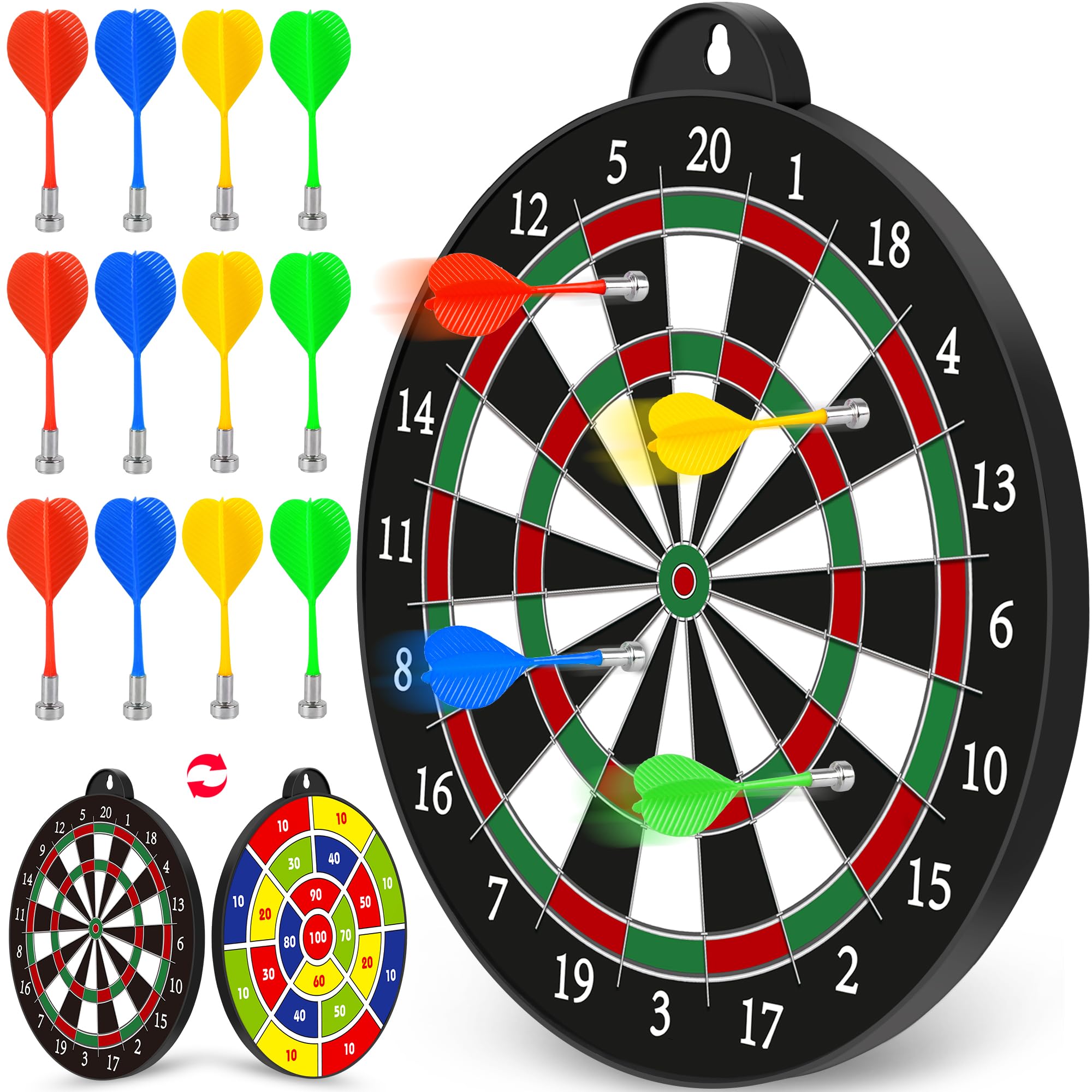 Magnetic Dart Board, Safe Dart Game Toy For Kids, 12Pcs Magnetic Darts, Excellent Indoor Game And Party Game, Double Sided Dart 