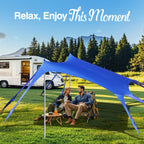 Rhino Valley Beach Tent, 10 X 13 Ft Beach Shade Upf50+ Protection, Beach Canopy With 8 Sandbags 4 Stability Poles,Outdoor Beach