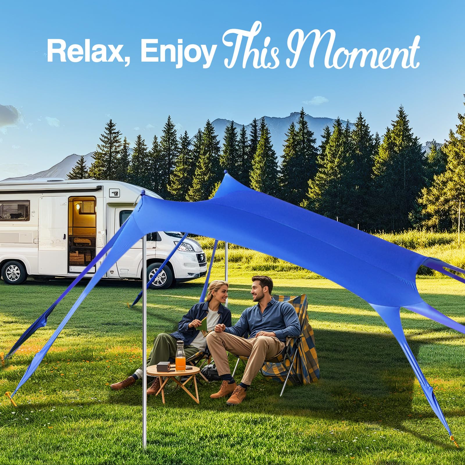 Rhino Valley Beach Tent, 10 X 13 Ft Beach Shade Upf50+ Protection, Beach Canopy With 8 Sandbags 4 Stability Poles,Outdoor Beach