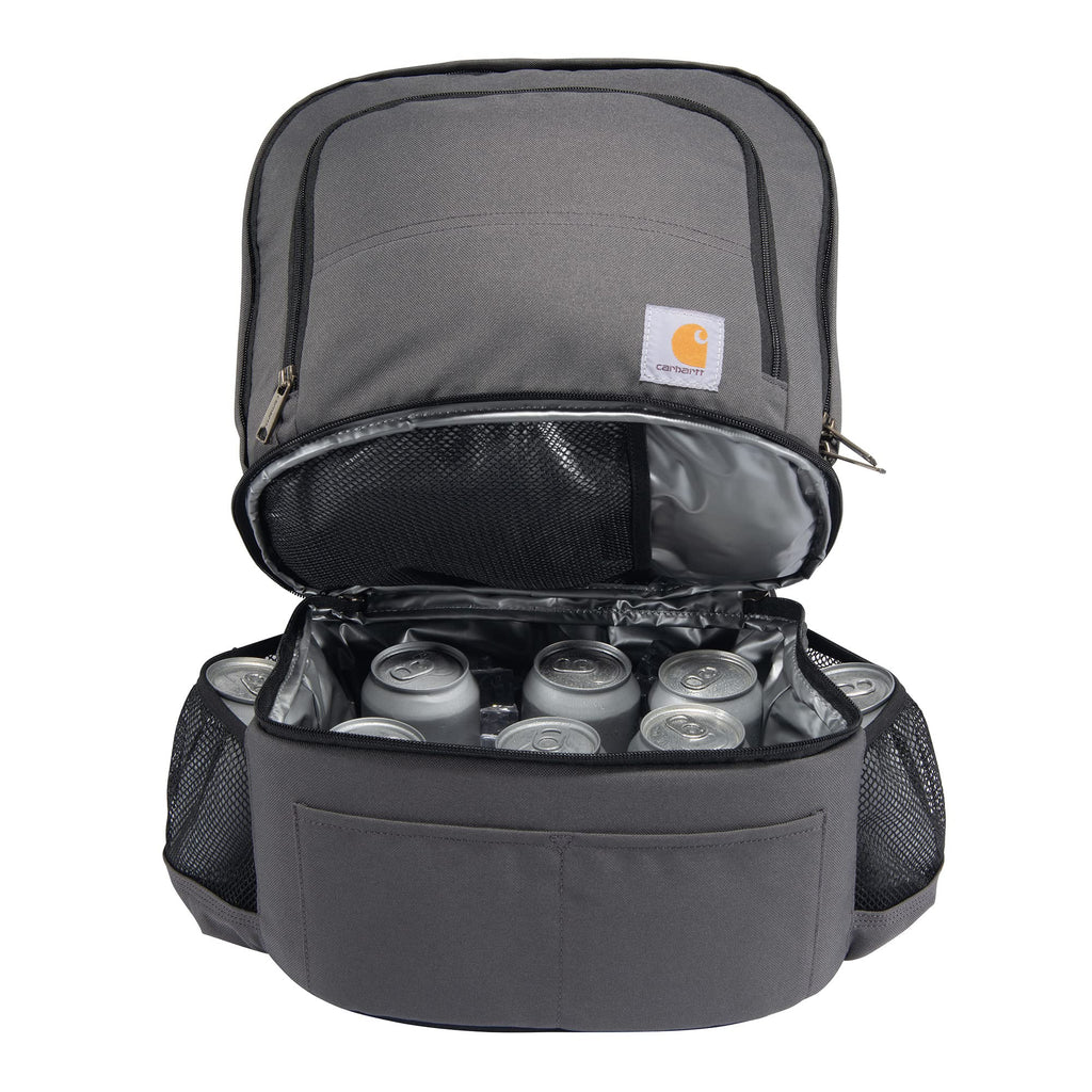 Carhartt Insulated 24 Can Two Compartment Cooler Backpack, Backpack With Fully-Insulated Cooler Base, Gray