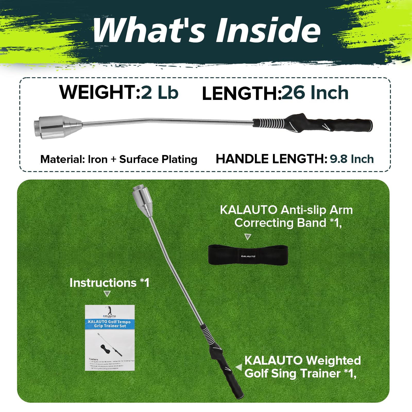 KALAUTO Weighted Golf Swing Trainer & Grip Trainer,Golf Swing Training Aid,Golf Grip Trainer for Indoor Practice,Warm-up,Stretch