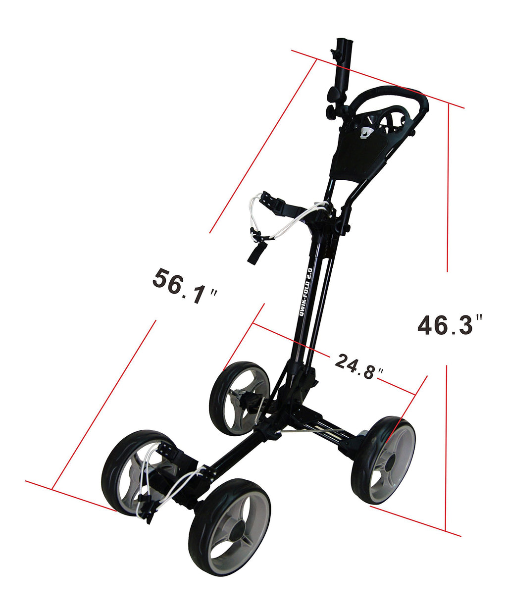 Qwik-Fold 4 Wheel Folding Push Pull Golf Cart - Foot Brake - One Second To Open & Close! (Black/Charcoal)