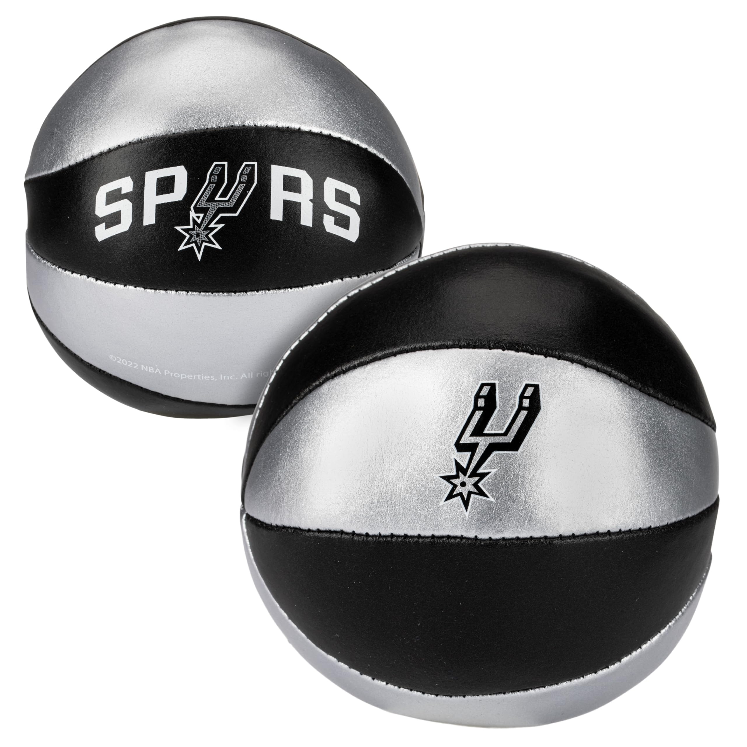 Franklin Sports Nba San Antonio Spurs Toy Basketballs - 2 Pack Of Kids Soft Mini Basketballs For Over The Door + Indoor Hoops -