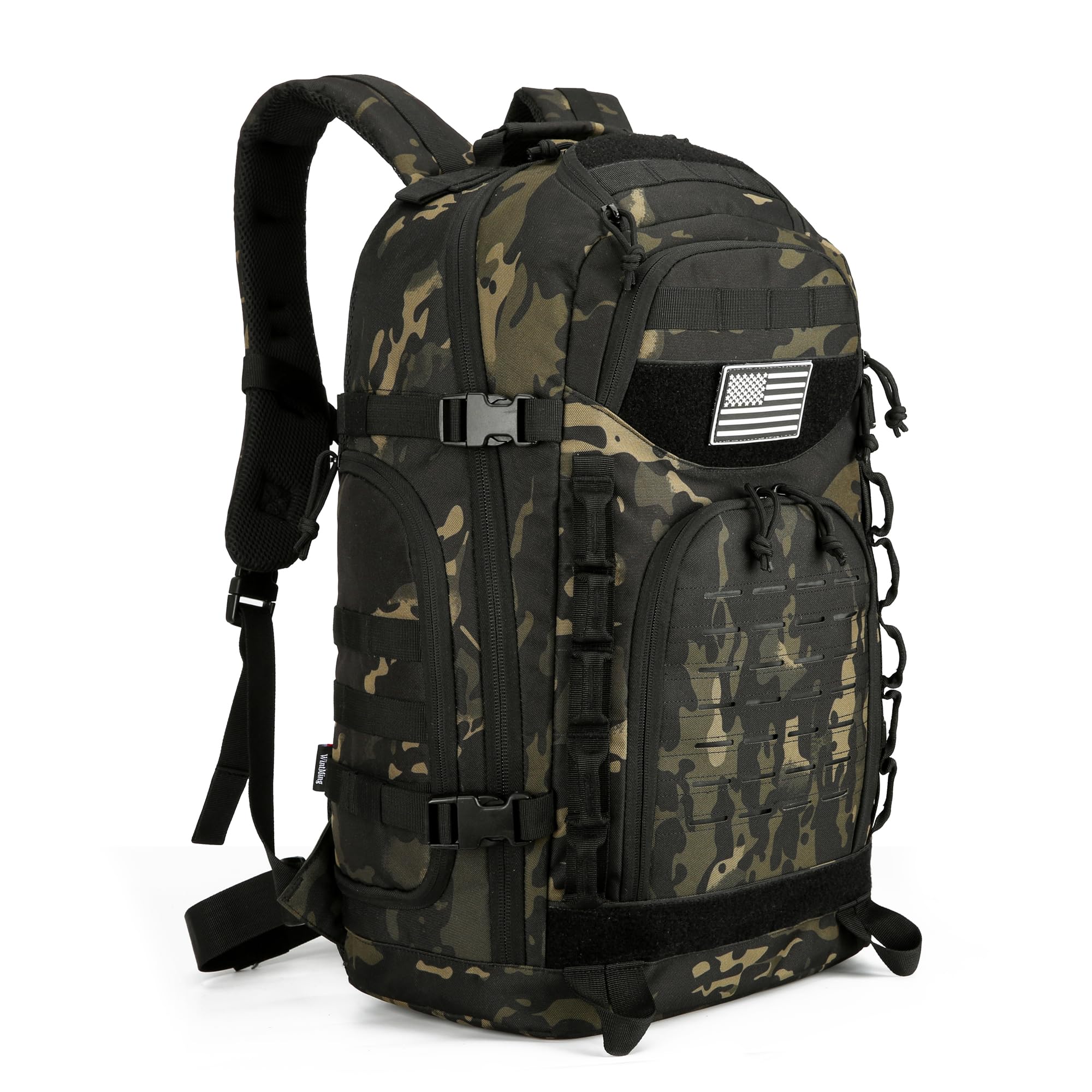 W WINTMING 25L/45L Tactical Backpack Military Tactical Backpack Heavy Duty Molle Assault Pack for Work Gym Outdoors (2.0 45L-Bla