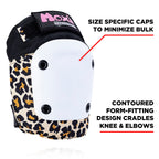 187 Killer Pads Moxi Skate Knee Pads, Elbow Pads, And Wrist Guards, Six Piece Pad Set, Moxi Leopard, X-Large Thick