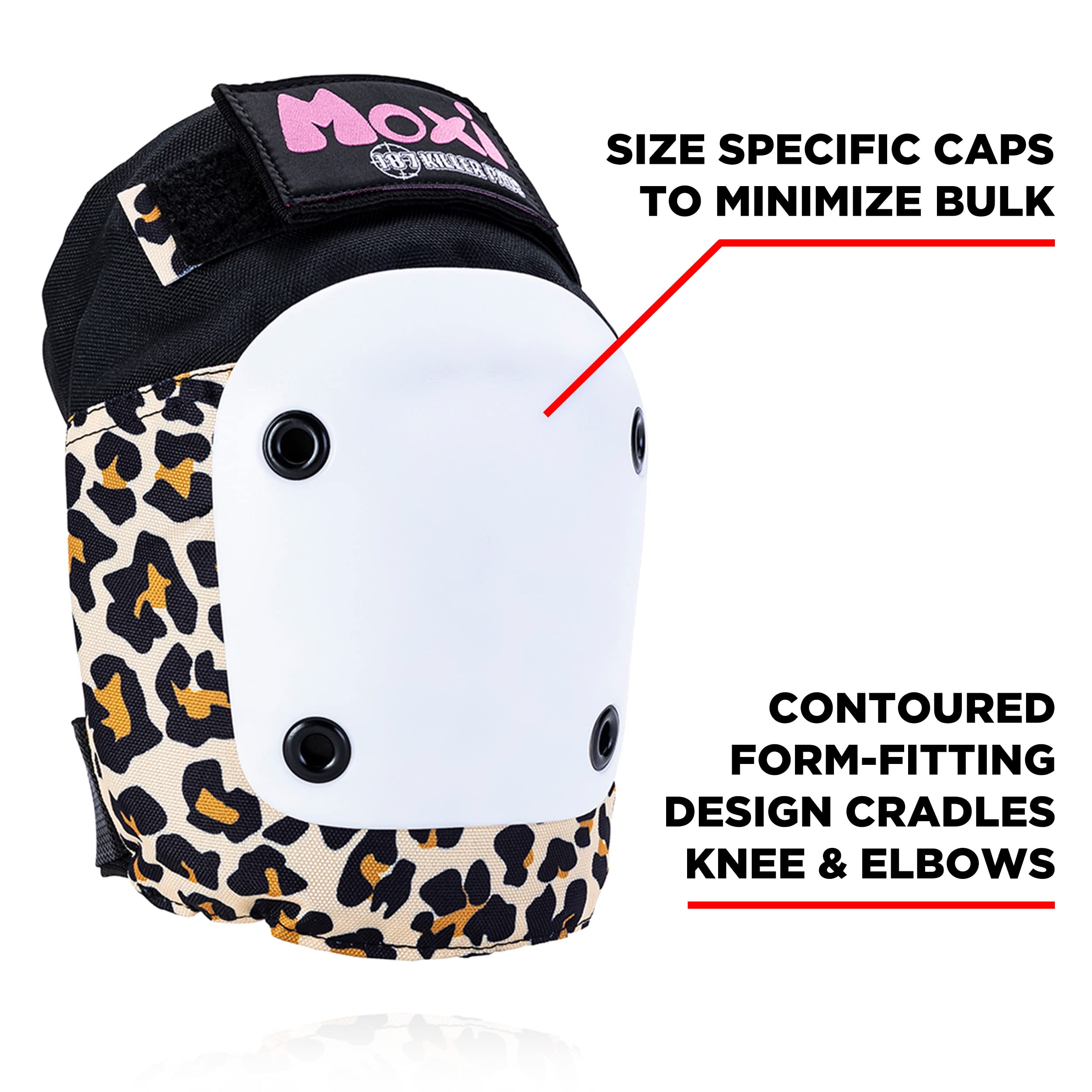 187 Killer Pads Moxi Skate Knee Pads, Elbow Pads, And Wrist Guards, Six Piece Pad Set, Moxi Leopard, X-Large Thick