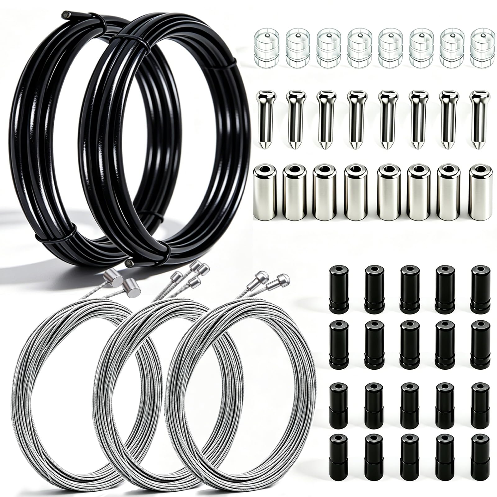 weideer Bicycle Brake Cable,Shift Cable,Bike Cable Housing Kit, Bike Brake Cable,Bicycle Transmission Line for Mountain Road Bik
