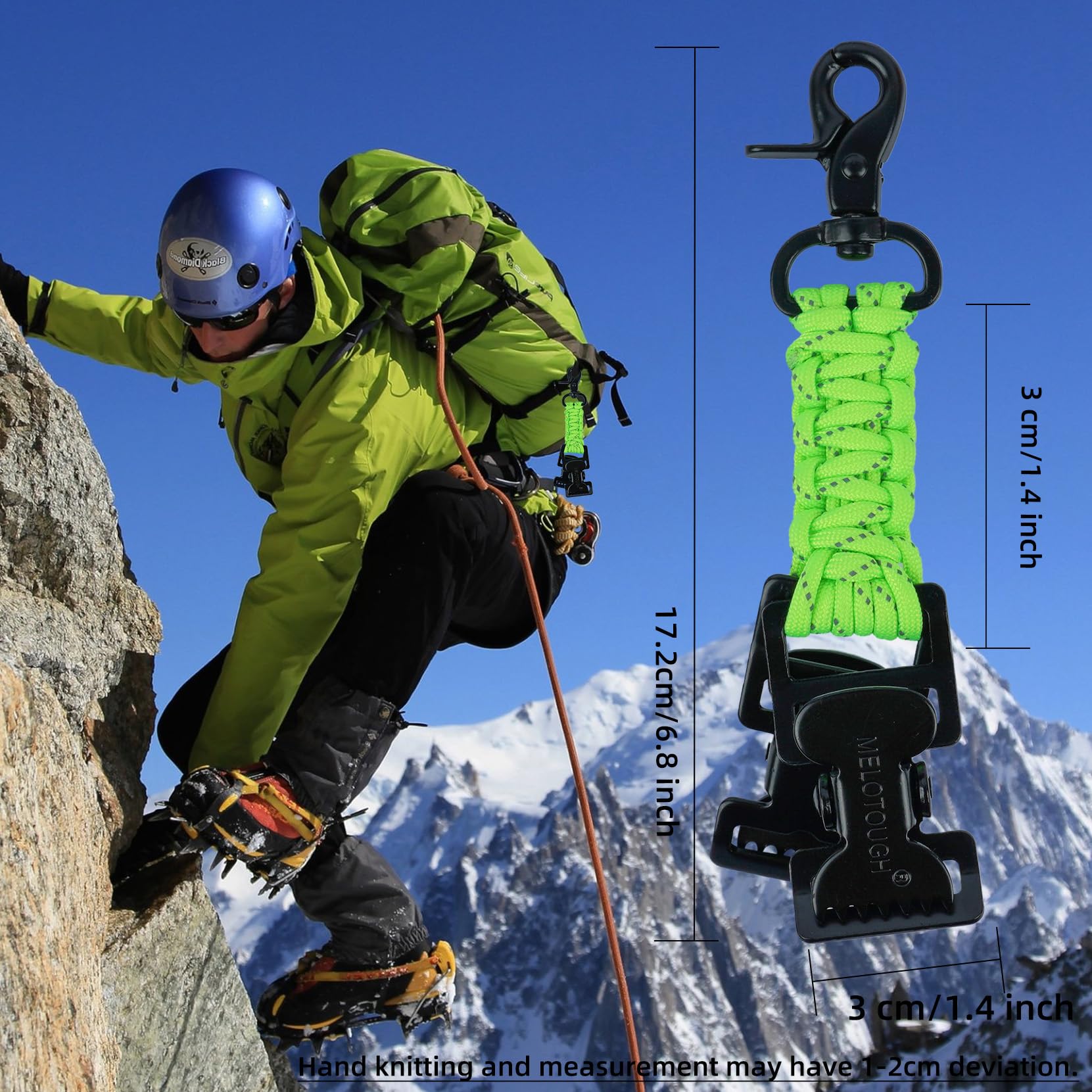 Melotough Tactical Glove Holder Work Glove Belt Clip With 2 Alligator Clips For Hiking,Camping,Hunting,Outdoor Activities (Lime