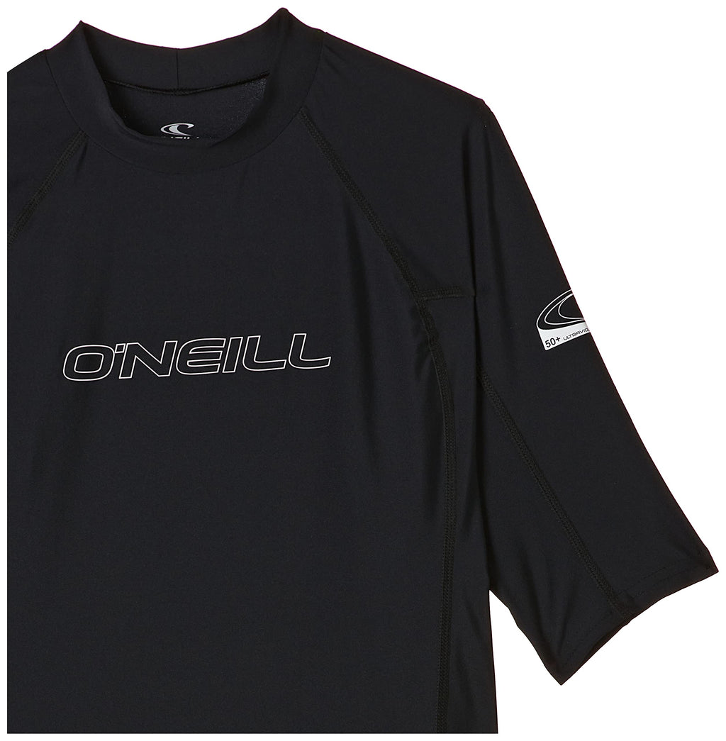 ONeill Wetsuits Mens Basic Skins UPF 50+ Short Sleeve Rash Guard, Black, Large
