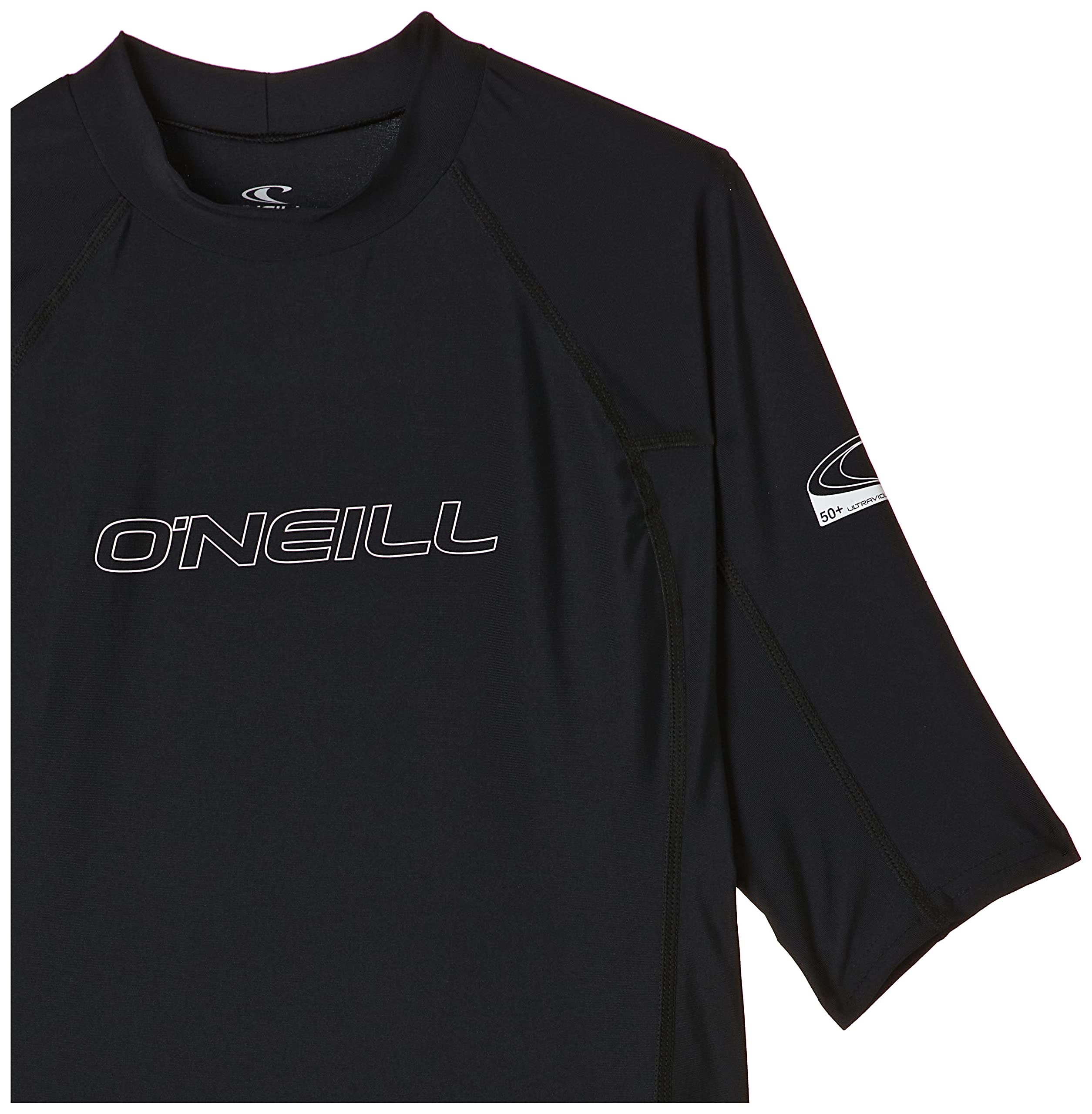 ONeill Wetsuits Mens Basic Skins UPF 50+ Short Sleeve Rash Guard, Black, Large