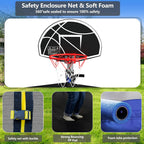 Lyromix Upgraded 8FT Trampoline for Kids and Adults, Large Outdoor Trampoline with Basketball,Stakes, Light, Sprinkler,Basketbal