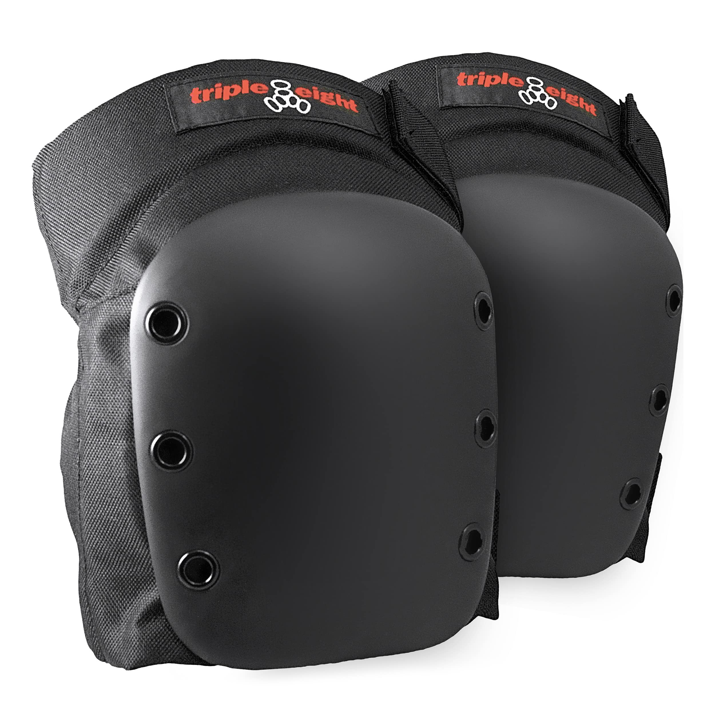 Triple Eight Street Knee Pads For Skateboarding Adjustable Straps (1 Pair), Black, Large
