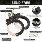 Tacstealth Handcuffs With Two Keys  Handcuffs Case Heavy Duty Black And Silver Steal Professional Grade Bendbreak Free Secure Ha