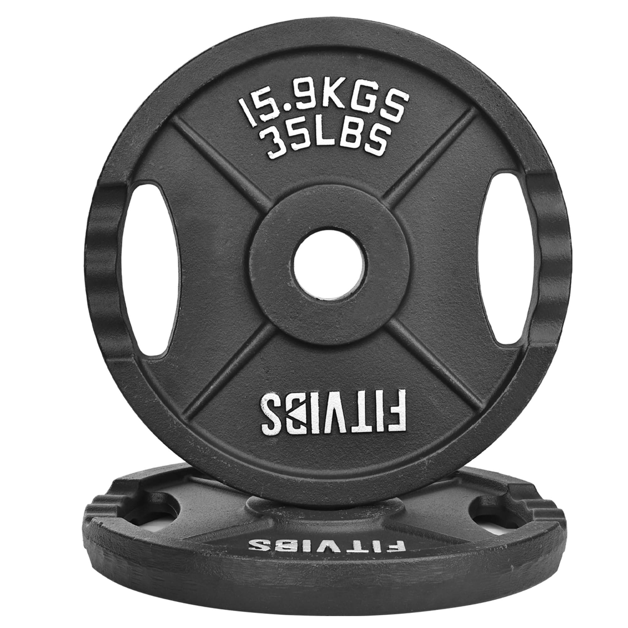 Fitvids 2 Inch Olympic Weight Plates, 2x 35 LB Plates for Home Gym Strength Training, Double-grip Design