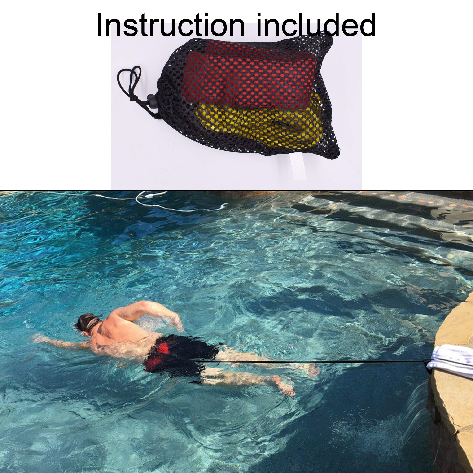 Yyst Swim Bungee Training Belt Swim Resistance Belt Swim Exerciser Belt Swim Tether (One Waist Belt, One Bungee Cord, One Loop),