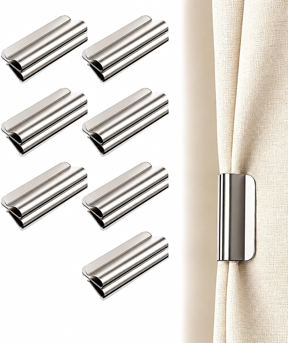 Magnetic Curtain Clips, 7 Pairs Curtain Magnet, A Solution Suitable for Curtain Tie Backs, Wind Prevention and Light Blocking in