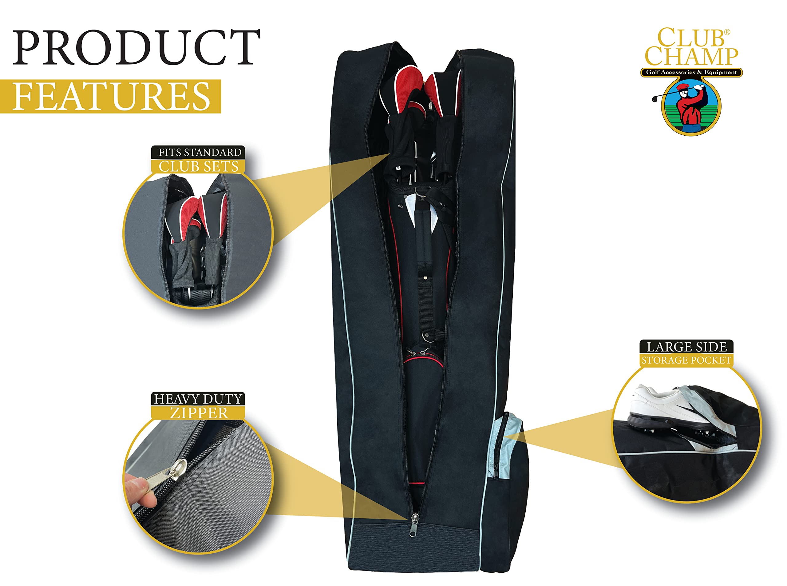 Club Champ Golf Bag Travel Cover(Black)
