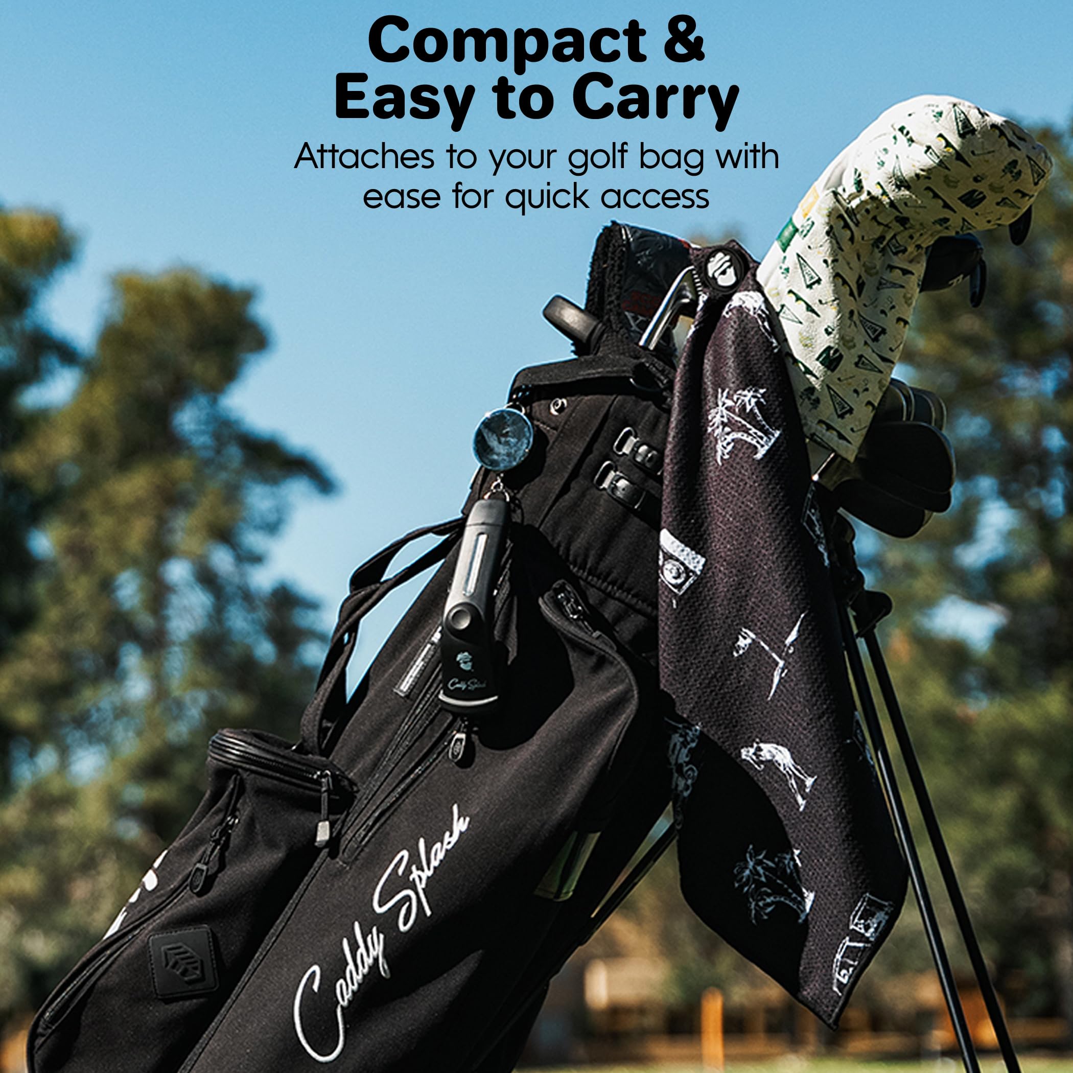 Caddy Splash Golf Club Brush Pro With Water (Black) - Heavy Duty Retractable Clip- Push Button For Easy Cleaning With Nylon Bris