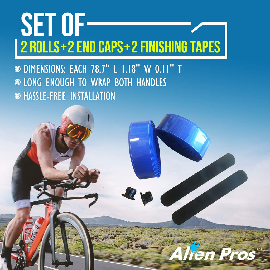 Alien Pros Bike Handlebar Tape Eva (Set Of 2) Blue - Enhance Your Bike Grip With These Bicycle Handle Bar Tape - Wrap Your Bike