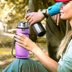 Nuovoware Water Bottle Carrier Bag, Bottle Pouch Holder, Adjustable Shoulder Hand Strap 2 Pocket Sling Neoprene Sleeve Sports Wa