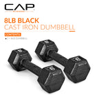 Cap Barbell Cast Iron Hex Dumbbell Weights (Pair), Black, 8 Lb